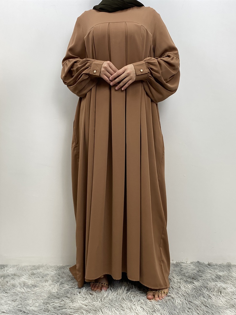 Khimar Abaya with Pleated Waist