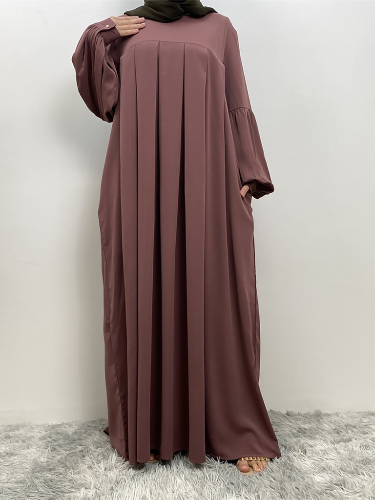 Khimar Abaya with Pleated Waist