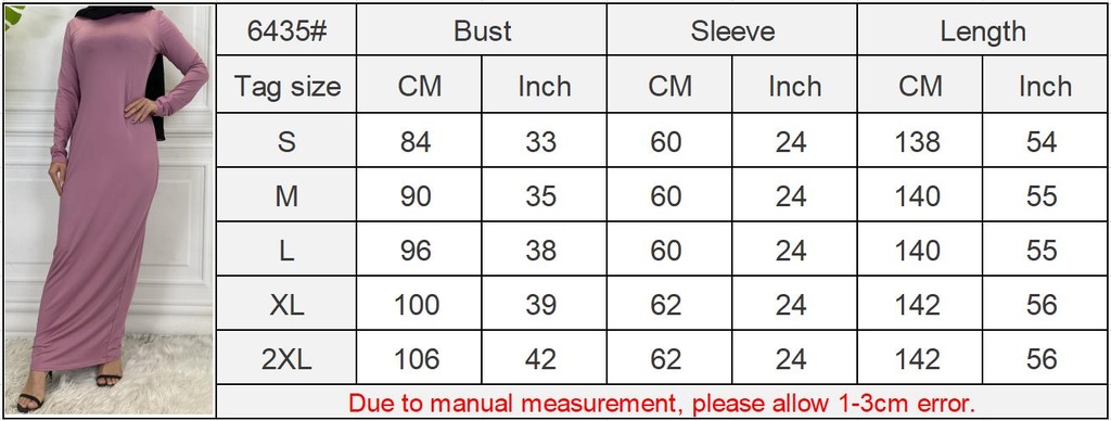 Cotton Plain Inner Abaya Dress