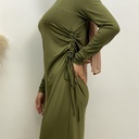 Jersey basic dress lace up