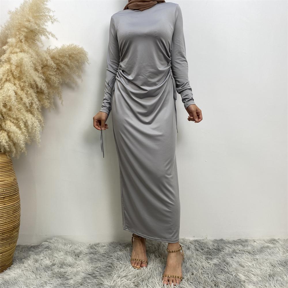 Jersey basic dress lace up