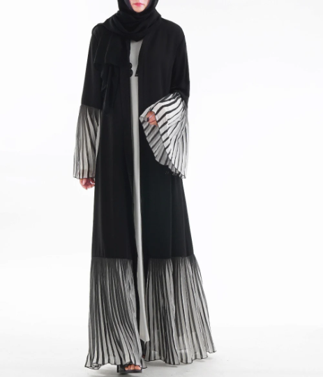 Pleated Edges Open front Abaya