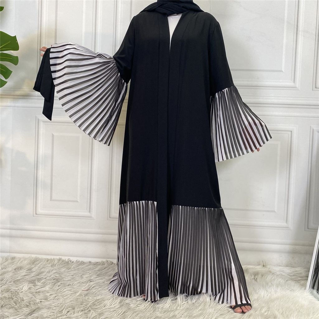 Pleated Edges Open front Abaya