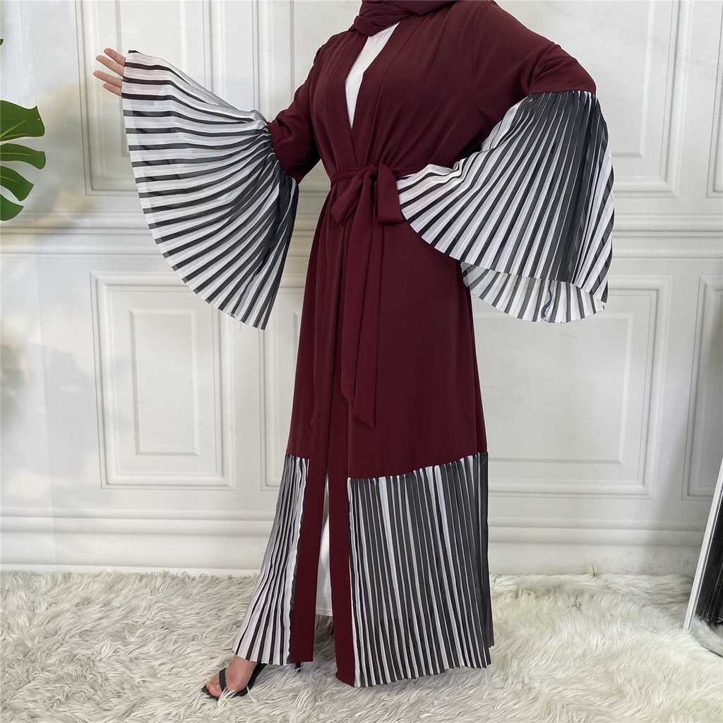 Pleated Edges Open front Abaya