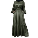 Satin Plain Belted Hijab Dress | Evening Dress