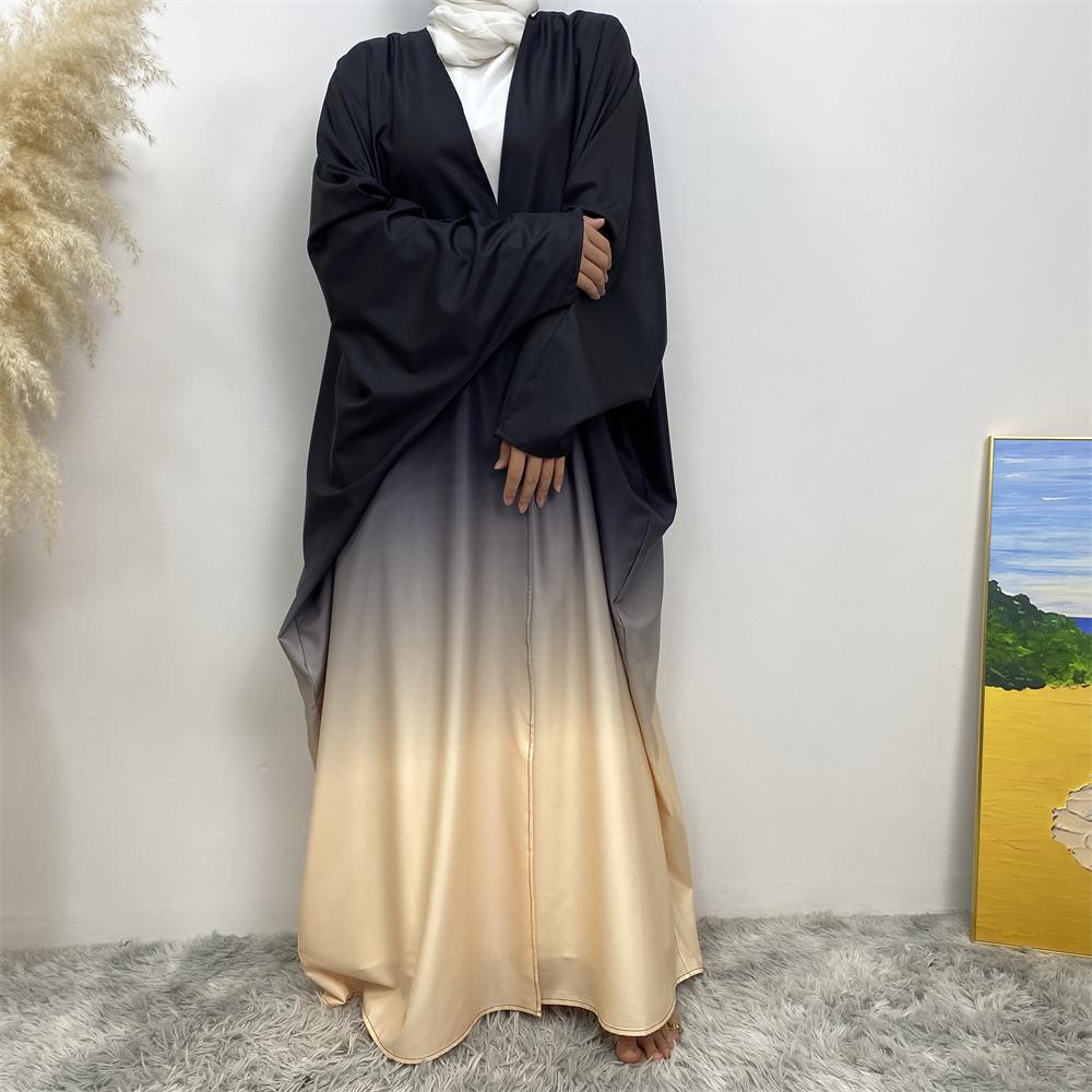 Gradient batwing sleeve open cardigan