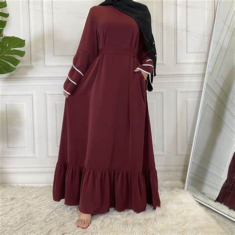 Line sleeves plain dress 