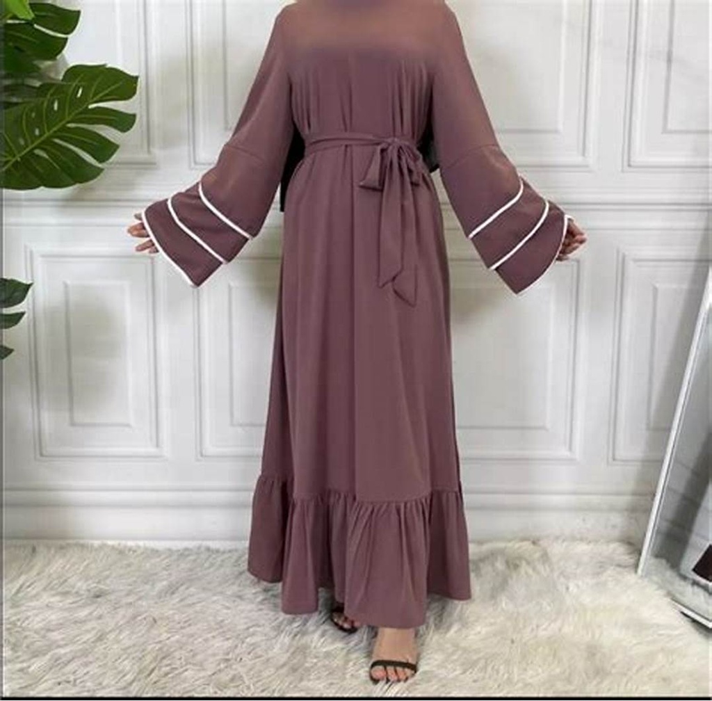 Line sleeves plain dress 
