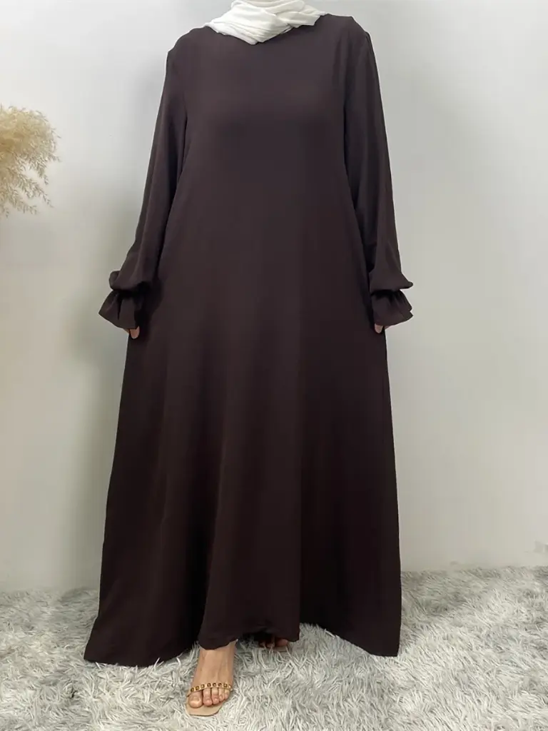 Wrinkle Dress with cuff sleeves 