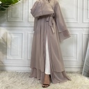 Two Layers Chiffon Open Front Abaya
