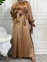 Pearl decorated satin hijab dress