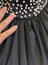 Pearl decorated satin hijab dress