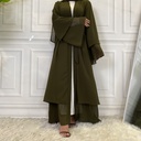 Two Layers Chiffon Open Front Abaya