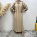 Lace up collar hijab dress