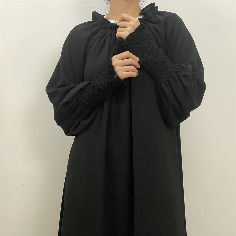Lace up collar hijab dress