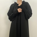Lace up collar hijab dress