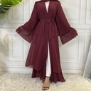 Two Layers Chiffon Open Front Abaya