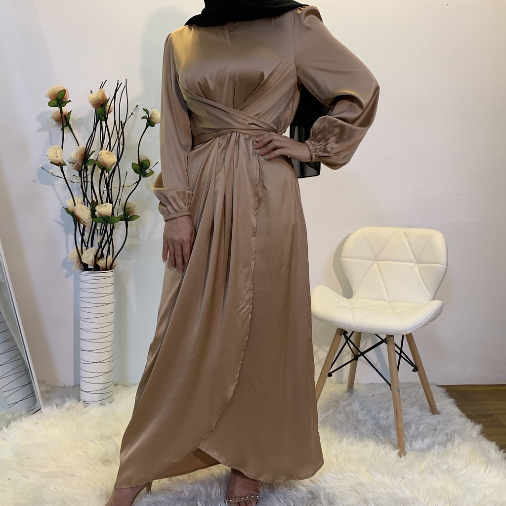 Satin Belted Eid Dress | Evening Hijab Dress