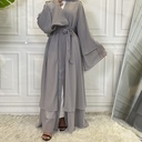 Two Layers Chiffon Open Front Abaya