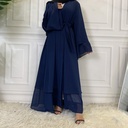 Two Layers Chiffon Open Front Abaya