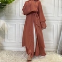 Two Layers Chiffon Open Front Abaya