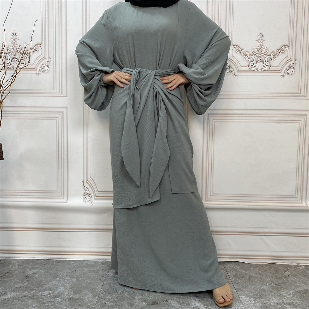 2 Pieces sets wrinkle abaya 