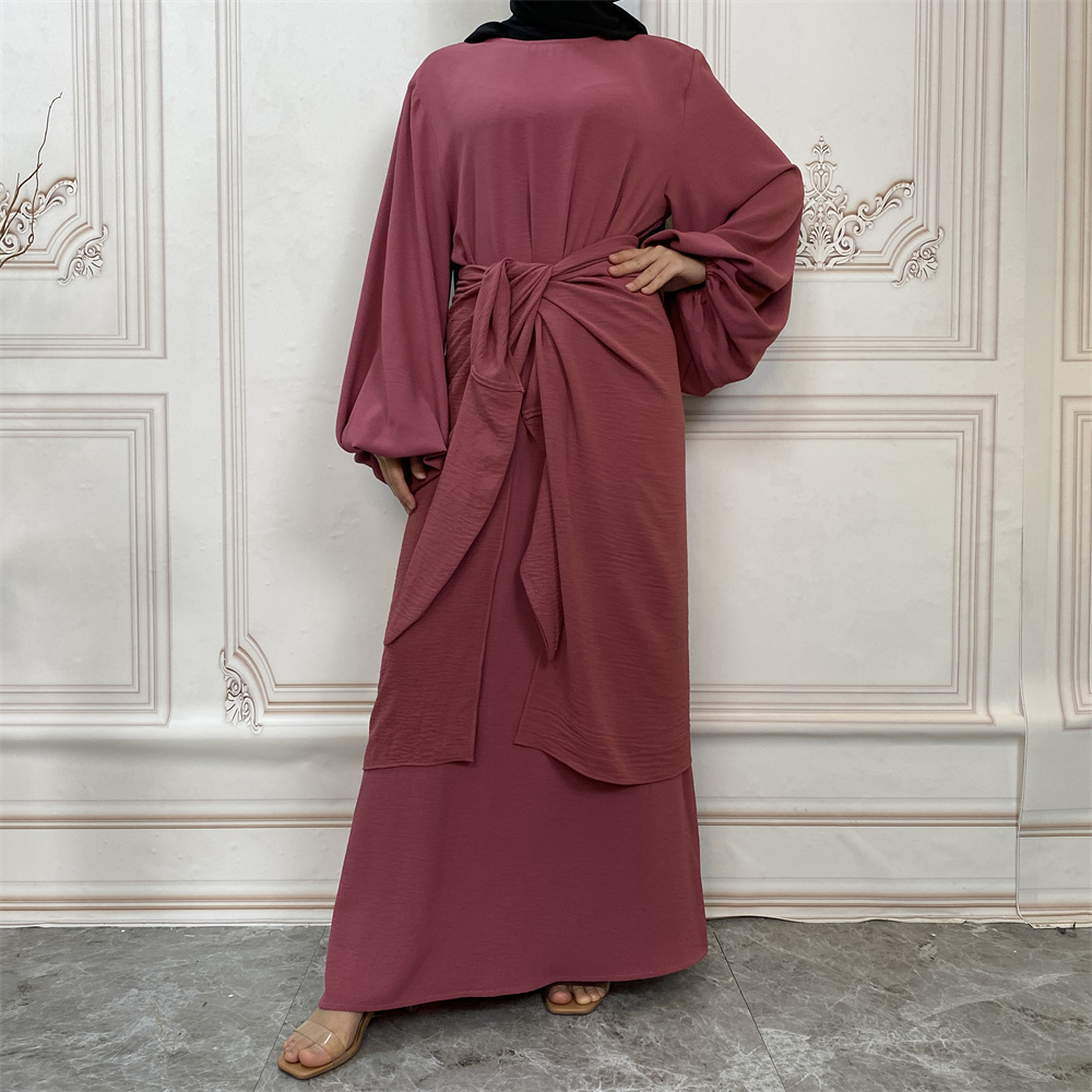 2 Pieces sets wrinkle abaya 