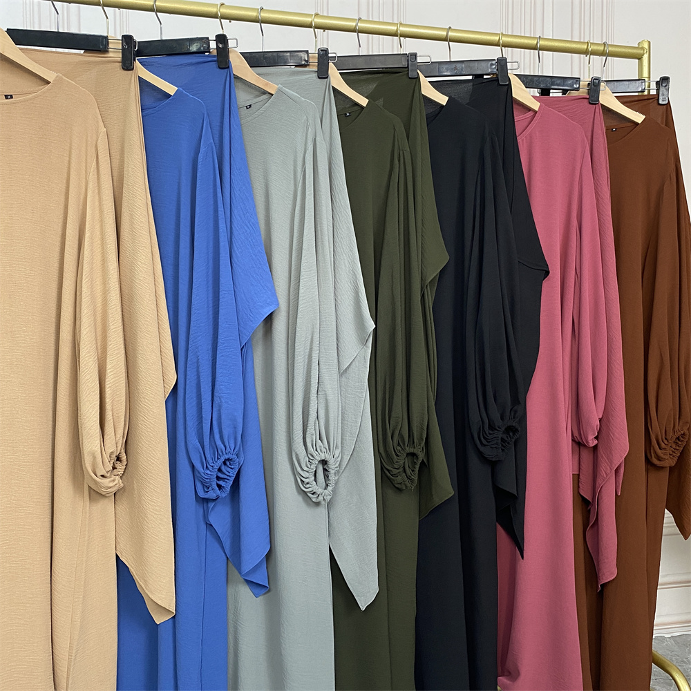 2 Pieces sets wrinkle abaya 