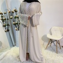 Pearls decorated open front abaya