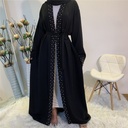 Pearls decorated open front abaya