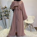 Pearls decorated open front abaya