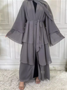 Three Layers Chiffon Open Front Abaya