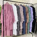 Three Layers Chiffon Open Front Abaya