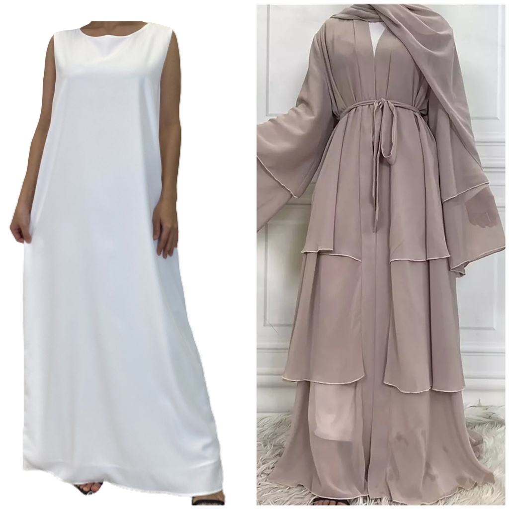 Abaya set - 3 Layers Chiffon Abaya with Inner dress 