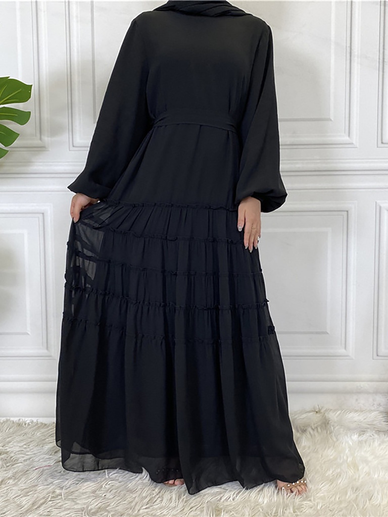 Plain Ruffles Hijab Dress