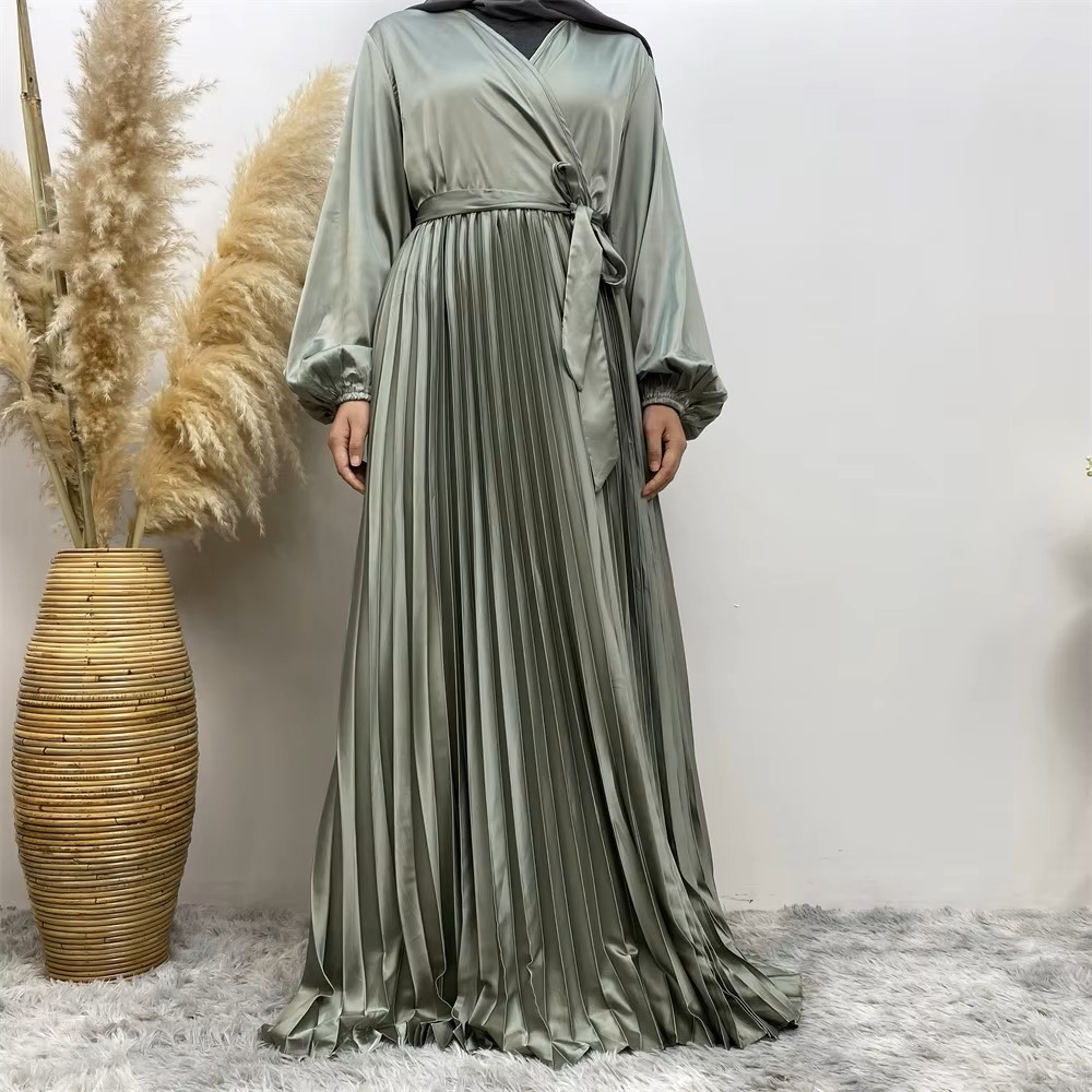 Pleated Hijab Evening Dress