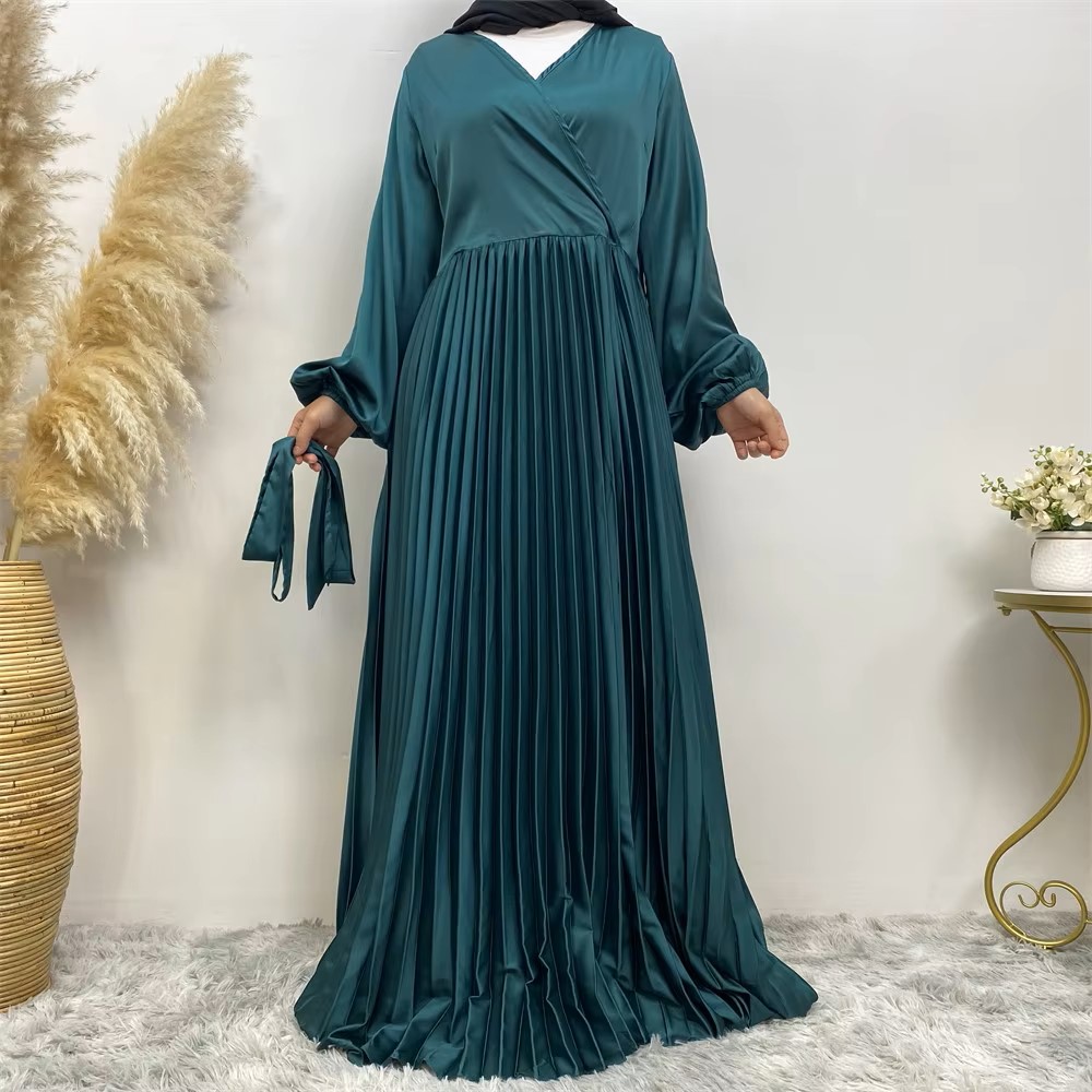 Pleated Hijab Evening Dress