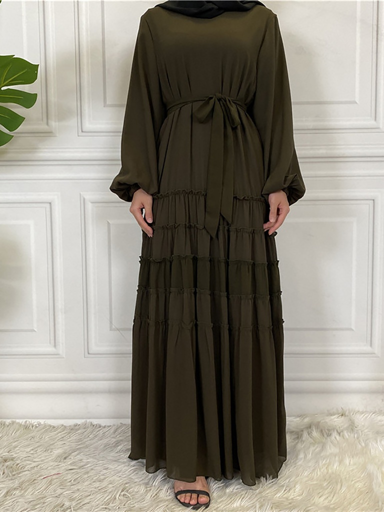 Plain Ruffles Hijab Dress