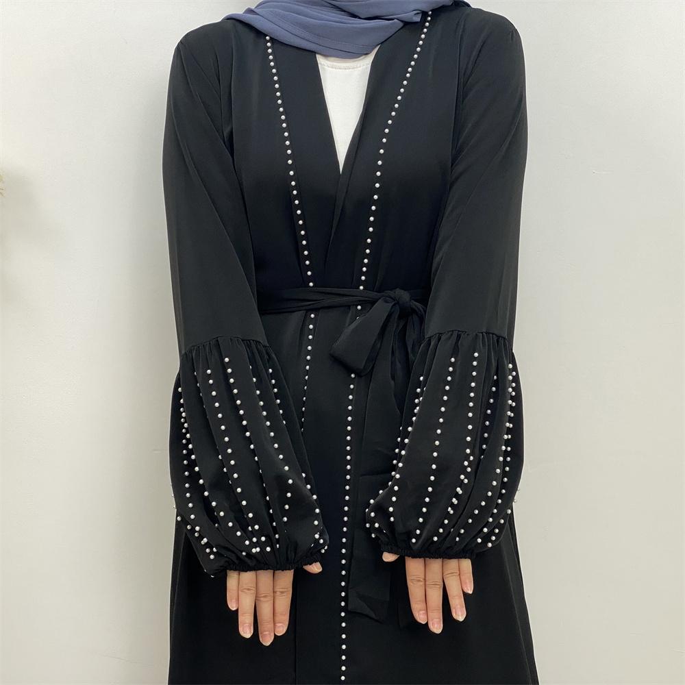 Pearl decorated sleeves abaya 