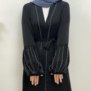 Pearl decorated sleeves abaya 