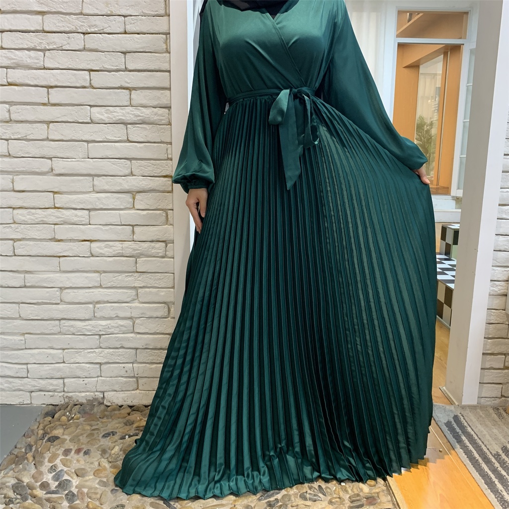 Pleated Hijab Evening Dress