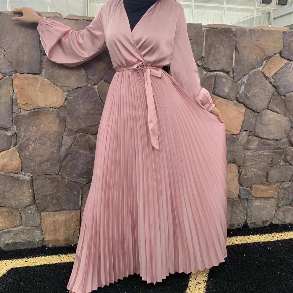 Pleated Hijab Evening Dress