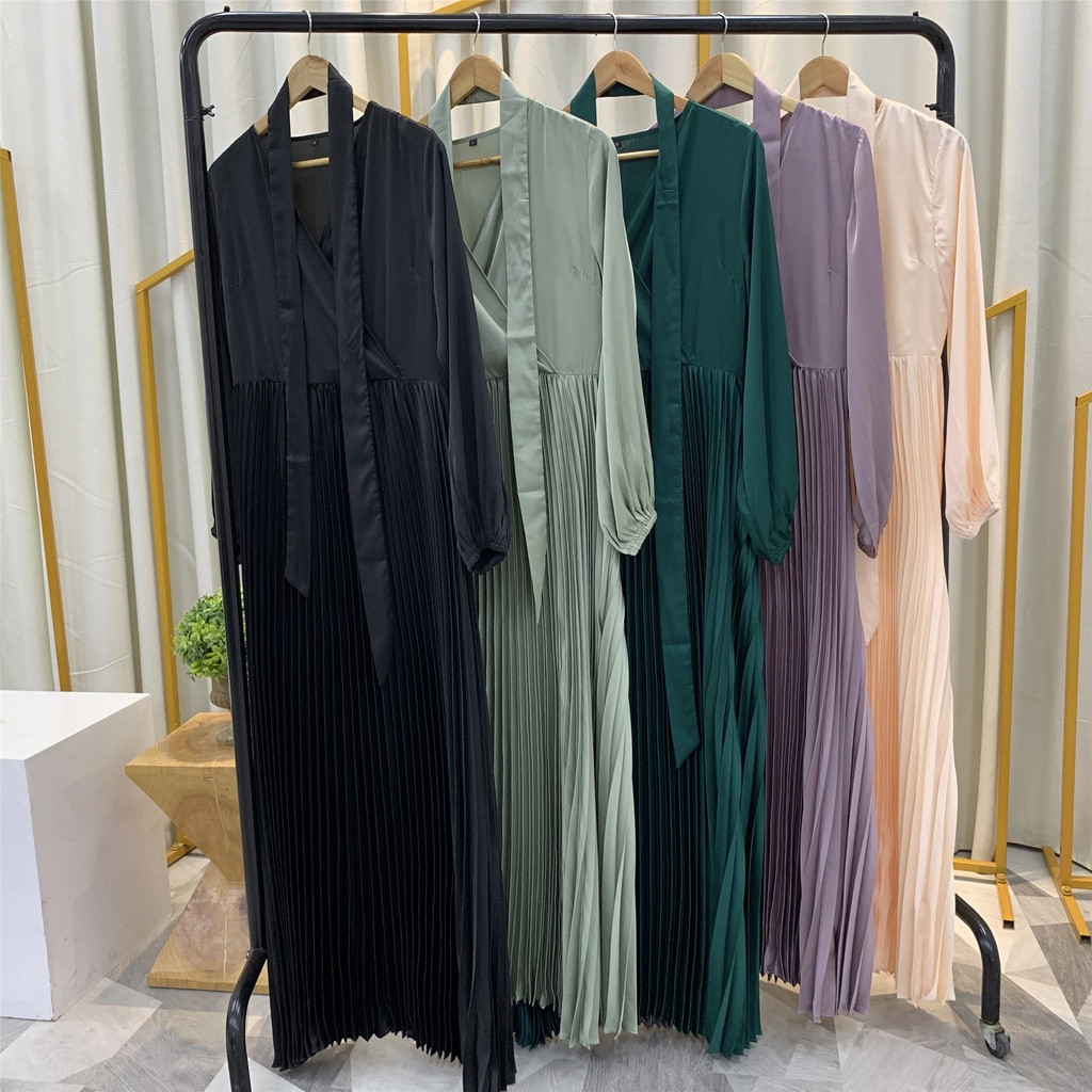 Pleated Hijab Evening Dress
