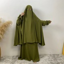 Two Pieces Nikab Set with side hole & Pleated Cuff