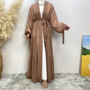 Ruffle chiffon abaya with pearls