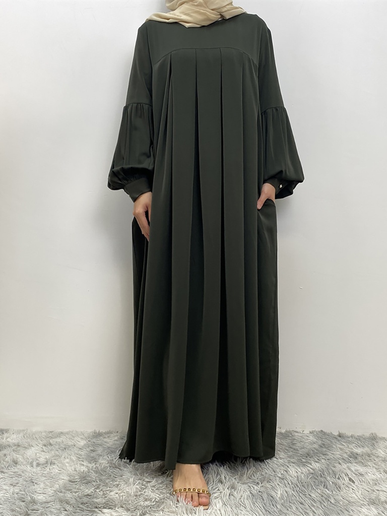 Khimar Abaya with Pleated Waist