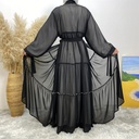 Ruffle chiffon abaya with pearls
