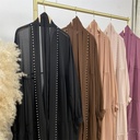 Ruffle chiffon abaya with pearls