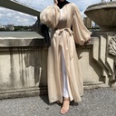 Shiny Silk Open front Abaya
