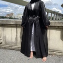 Shiny Silk Open front Abaya